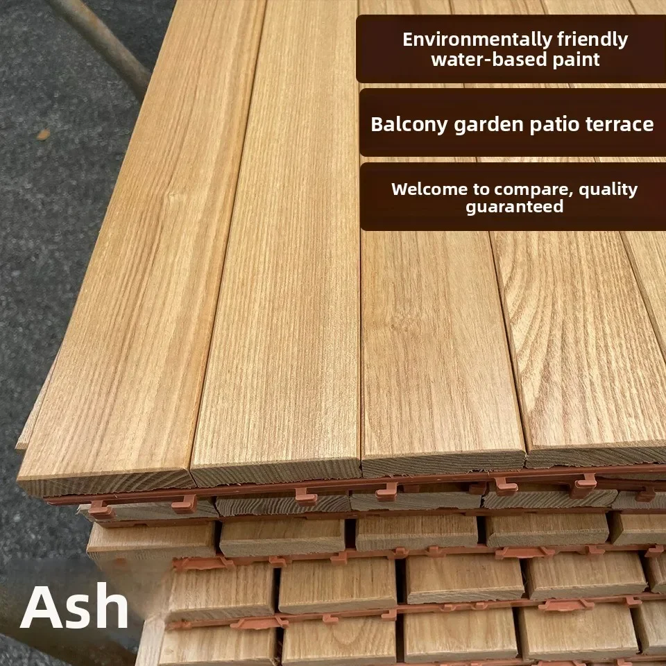 Outdoor Balcony Garden Waterproof Anti-Corrosion Solid Wood Interlocking Deck Tiles DIY No Keel Patio Flooring