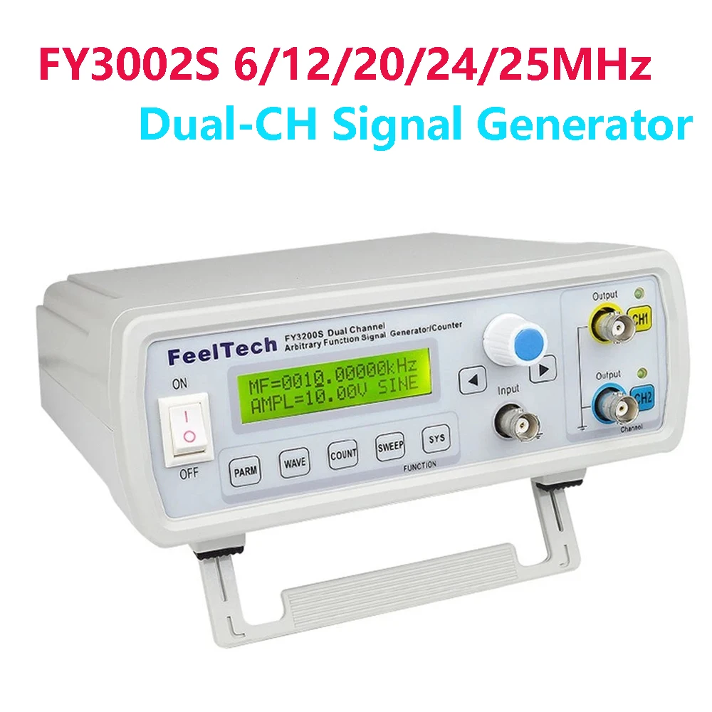 FY3200S 6/12/20/24/25MHz Digital DDS Função de canal duplo Gerador de fonte de sinal Forma de onda arbitrária/Medidor de frequência de pulso