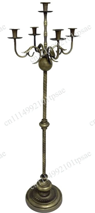 American Retro Bronze Colored Wrought Iron Candlestick Made High Footed Floor Standing Wedding Banquet Decoration Candle Holder