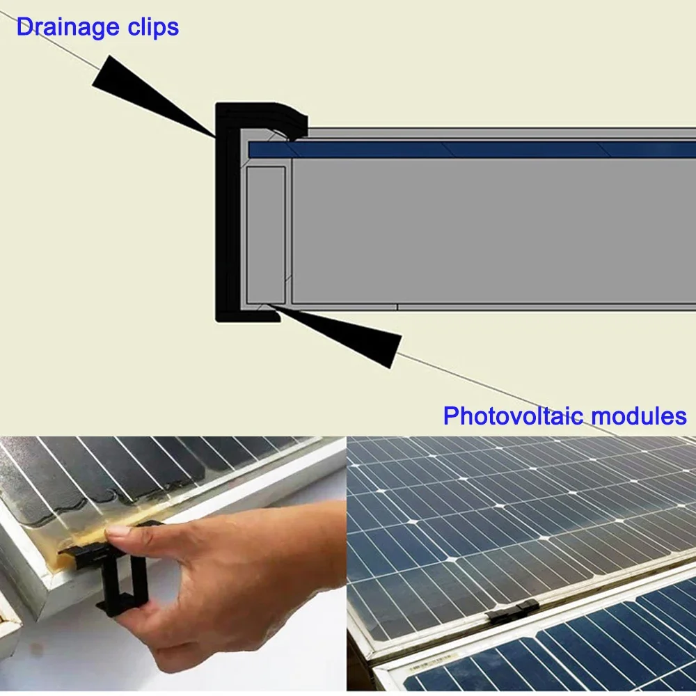 30/35/40mm Solar Panel Drainage Clips Solar Water Drain Diversion Clip Photovoltaic Mud Removal Clip For Cleaning Solar Panels