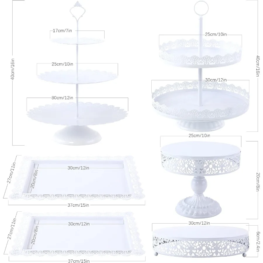 كعكة بيضاء تقف مجموعة المعادن الحلوى عرض الجدول كعكة الركيزة المتدرج حامل الكب كيك دونات لوحة تخدم صينية تزيين لنا #3