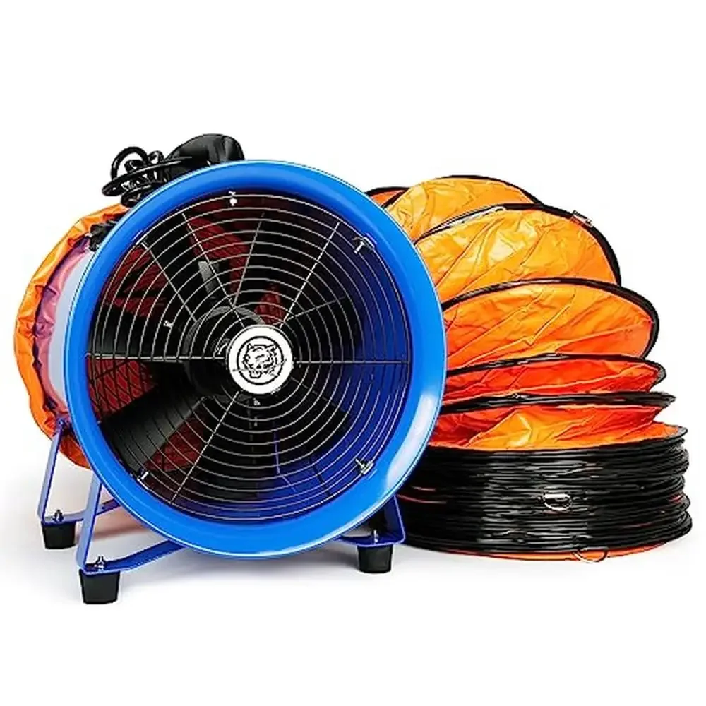 12-inch Utility Blower 520W High Velocity Ventilator Fan with Flexible Duct Hose Low Noise Exhaust Fan Office Kitchen and