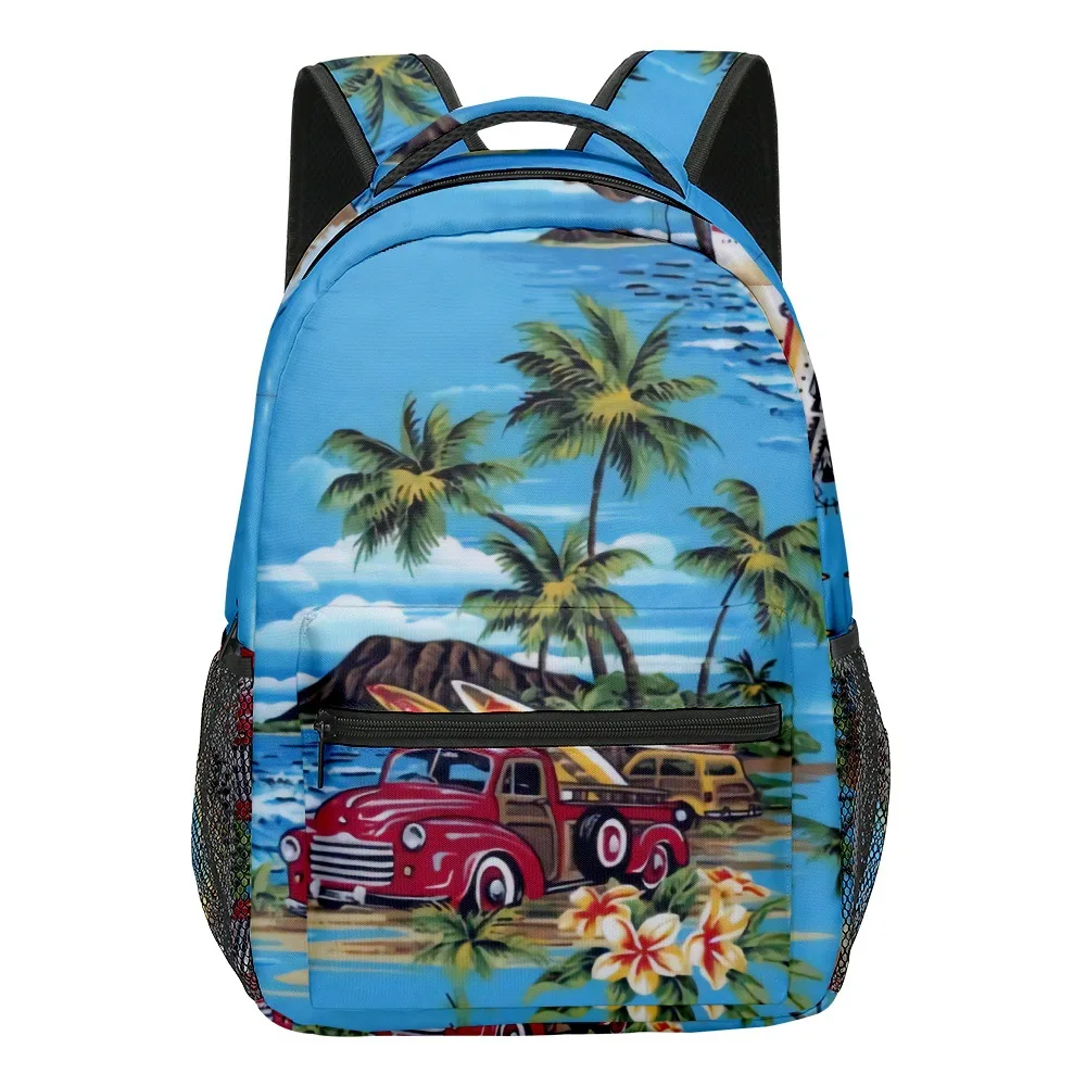 Cartoon Novelty Hawaiian elements student Bookbag Notebook Backpacks 3D Print Oxford Waterproof Boys/Girls Travel Backpacks