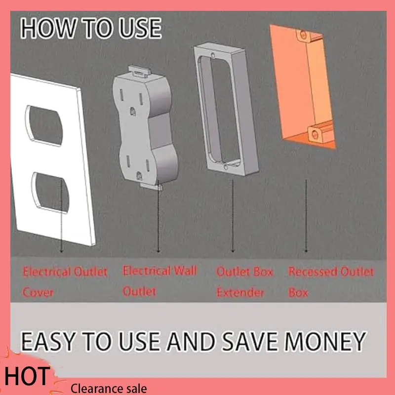 

A88Z 1/2Inch Single Gang Outlet Box Extender-Electrical Box Extender Solution For Electrical Outlet Box Switches & Outlets