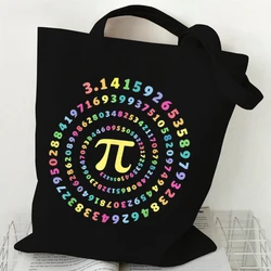 Funny Pi Day Spiral Pi Math Print Canvas Torebka damska Casual Fashion Canvas Torba na ramię Eco Przenośna torba podróżna na zakupy