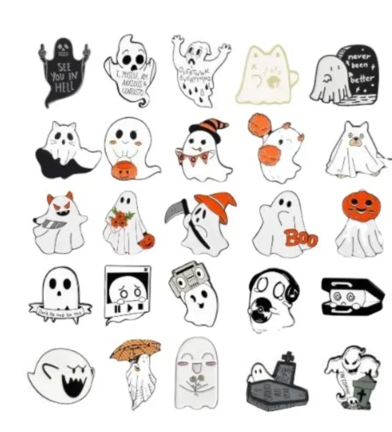 شبح والقط بروش لحقيبة الظهر ، شبح القبر بروش ، هالوين الملابس والاكسسوارات ، دبابيس التلبيب ، شارات #1