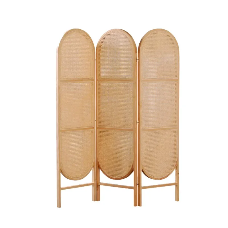 

Chinese screen rattan partition living room folding mobile bedroom blocking home entrance