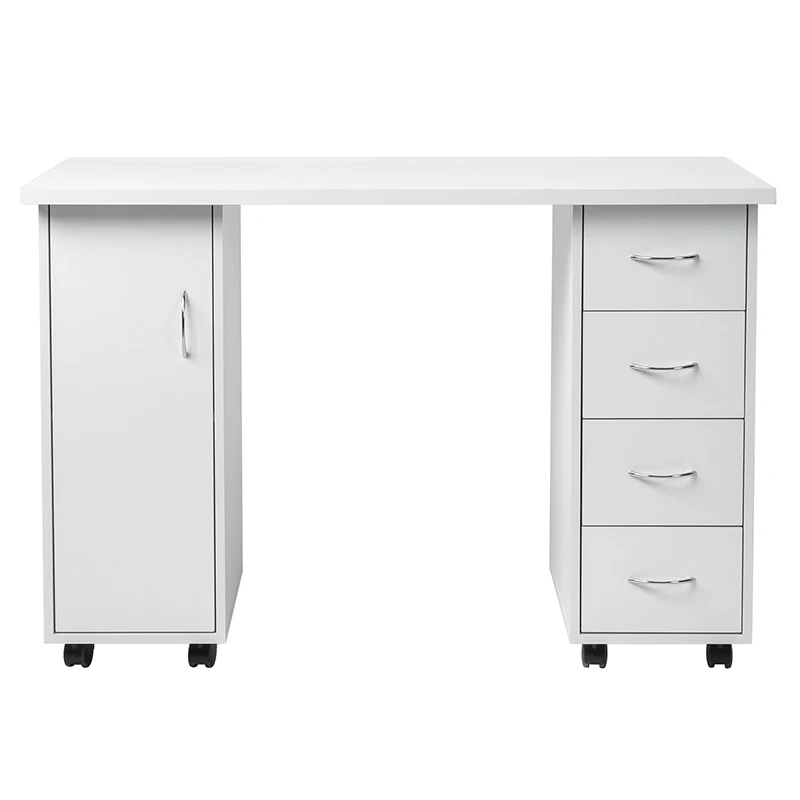 MESA DE MANICURA RV de doble filo, cajón blanco para ordenador, mesa de negocios