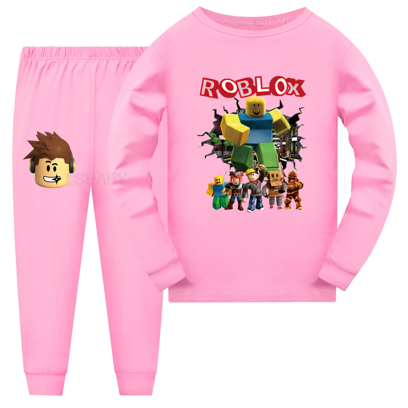 مجموعة روبلوكس للأطفال، ملابس نوم للأولاد والبنات، بيجامة كارتونية بأكمام طويلة، ملابس نوم قطنية