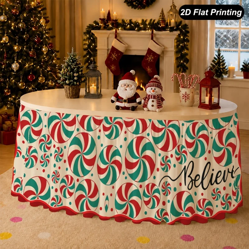 One 2D flat Christmas tablecloth - Faith Mint Candy Table Runner