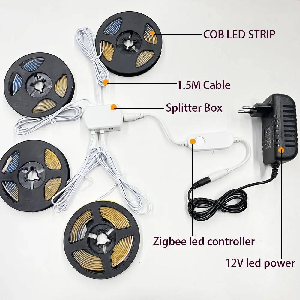 Tuya WiFi DC12V COB LED قطاع ضوء تحت مصباح كابين PIR وجود الإنسان محس حركة باهتة المطبخ عرض ديكور غرفة نوم #6