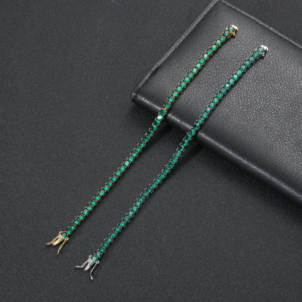 EYIKA Colorful 4MM One Row Iced Out CZ Tennis Chain Bracelet Claw Setting Red Blue Green Purple Zircon Bangle Men Women Jewelry