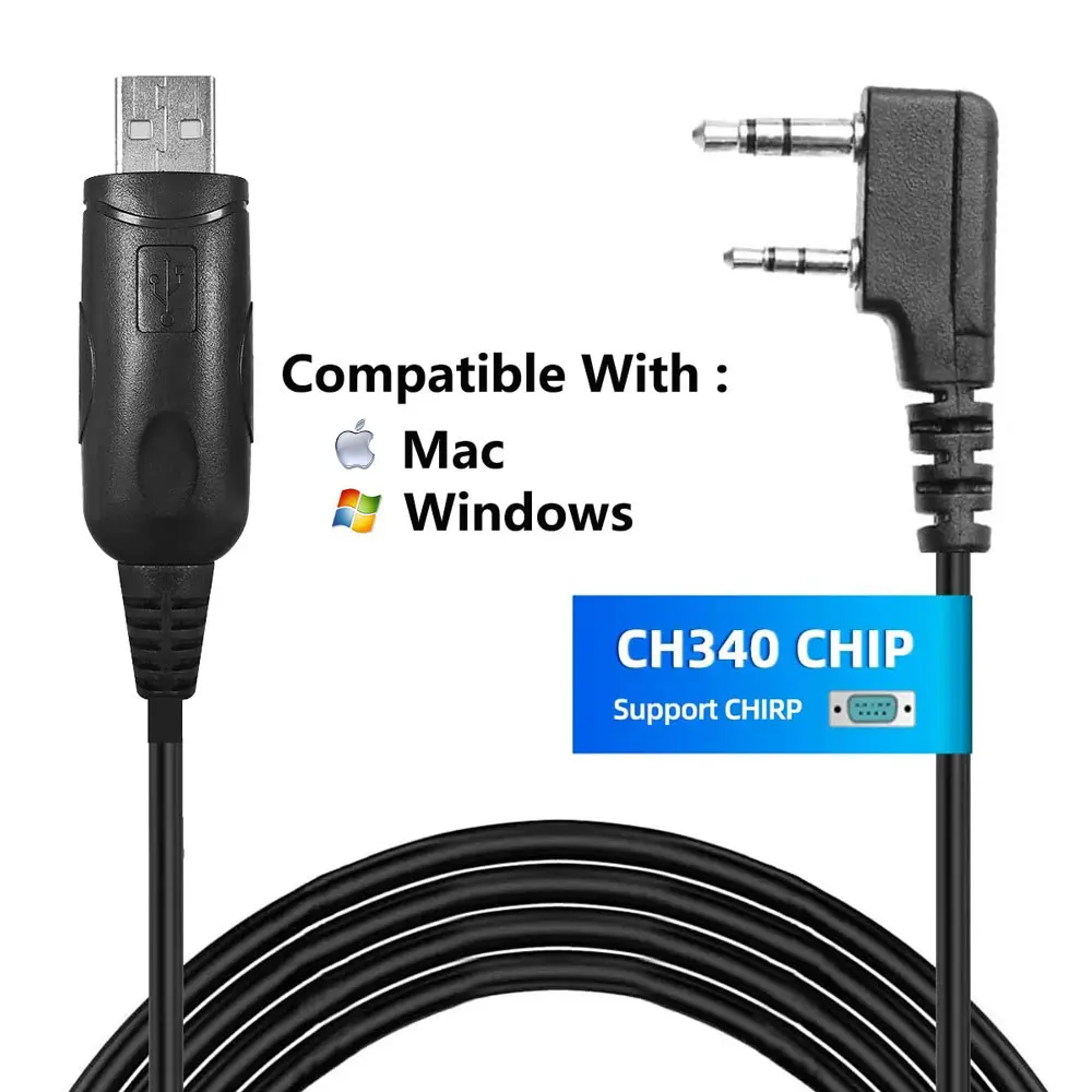 USB-кабель для программирования рации Baofeng UV-5R 888S UV-21 Pro Quansheng UV-K58 TK11 Radtel RT-860 900 с 2-контактным разъемом Kenwood