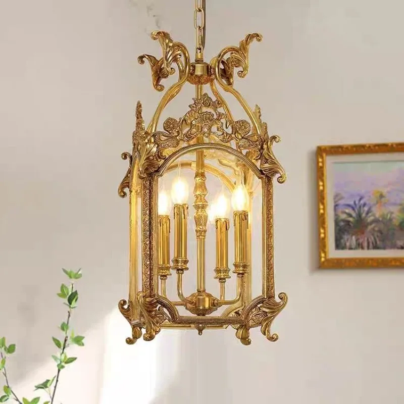 French all-copper chandelier atmospheric birdcage lamp personality