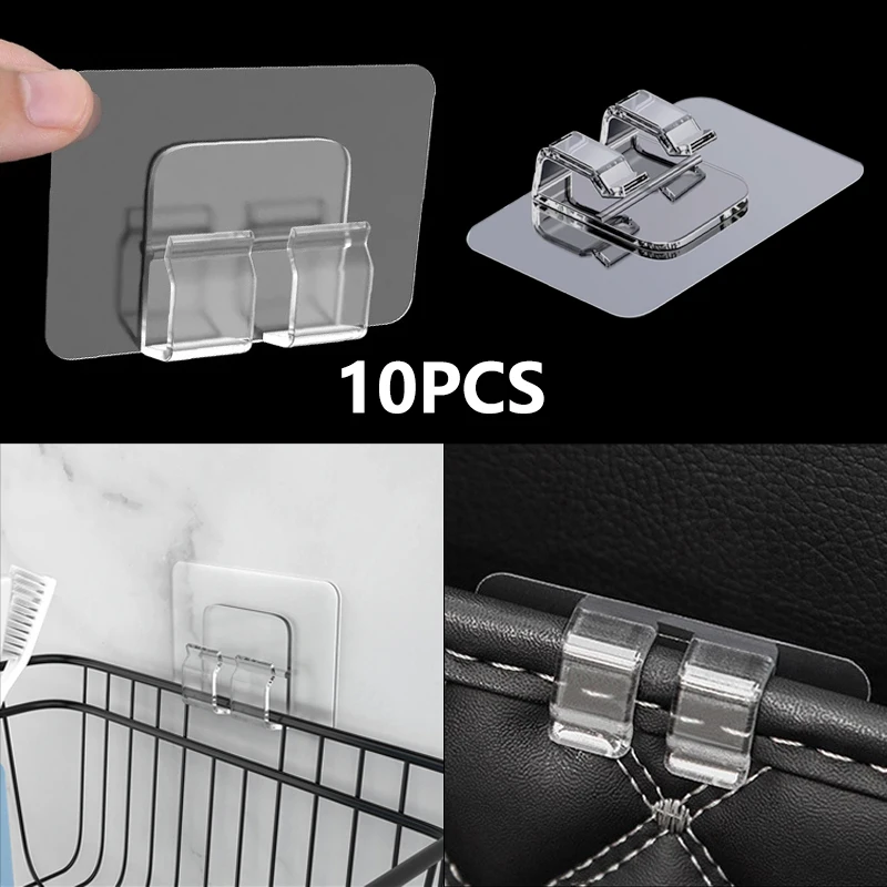 

10PCS Multipurpose Snap Patch Hanging Shelf Hook Car Foot Pad Invisible Fixing Accessories Kitchen Transparent Strong Viscose