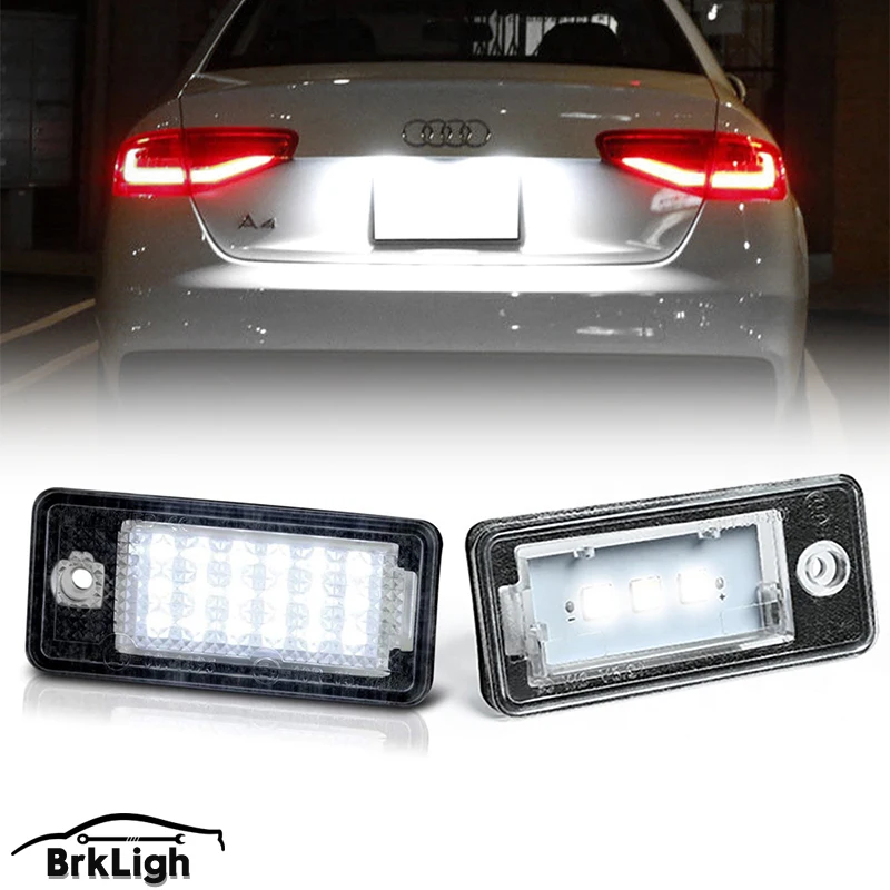 

2PCS License Plate Light For Audi A3 S3 A4 B6 B7 A6 C6 4F Q7 RS4 6000K Super White License Number Plate Lamp Canbus Error Free