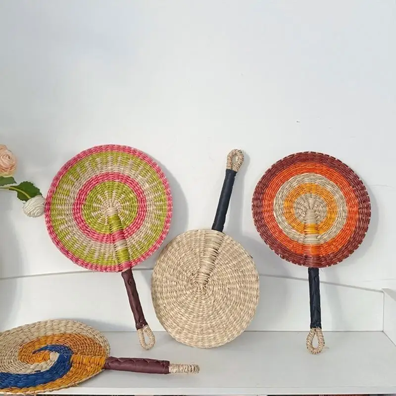 Vietnamese Seaweed Woven Straw Fan Hanging on Wall Styles Wall Decoration Daily Summer Hand-operated Fan 