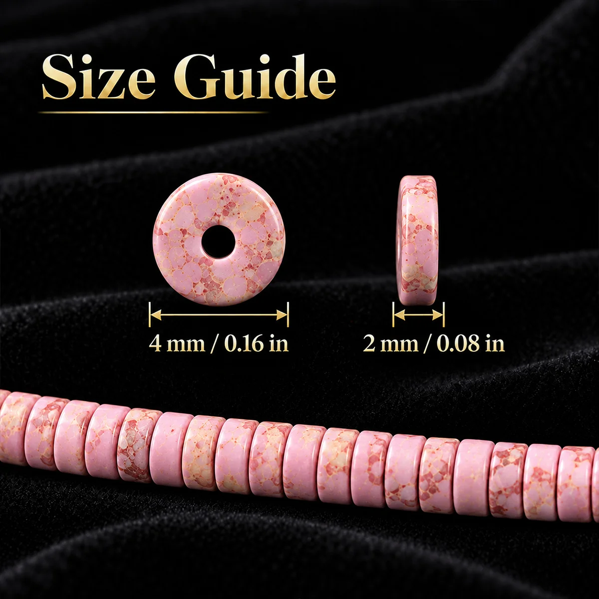 2x4mm 75–225pcs Natural Stone Imperial Pine Pink Handcrafted DIY Jewelry-Making Bracelet Necklace and Decorative Accessories