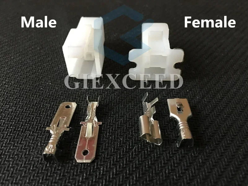 2 Sets 2 Pin AC Assembly White ABS Female Male Wiring Socket Automotive Connector Household Plug