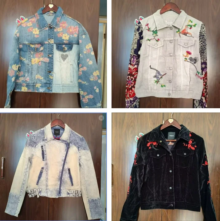 Foreign trade Spanish original single stitching embroidered denim jacket jacket for women