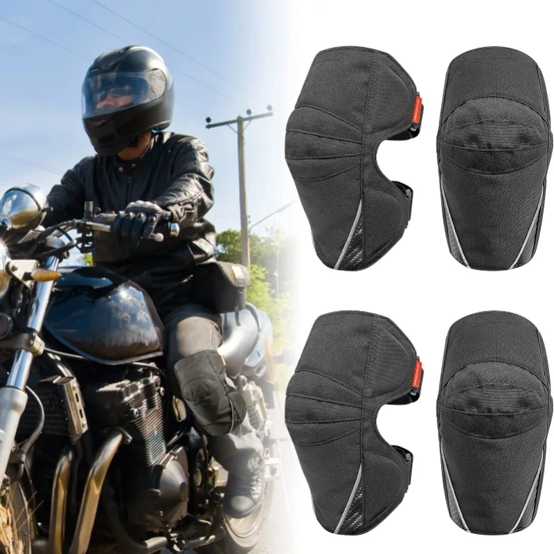 2PCS Racing Knee Guards Adjustable Motocross Gear Set Mountain Bike Dirt Bike Knee Pads For Men Protective Gear Black