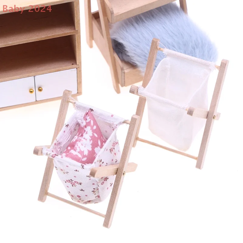 

Children's Toy 1:12 Dollhouse Miniature Folding Fabric Clothes Basket for Bedroom, Bathroom Model Decor