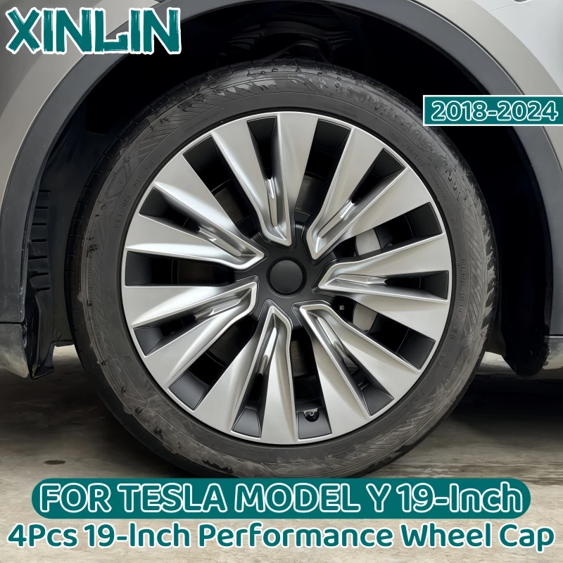 4PCS Wheel Cover for Tesla Model Y 19 Inch Performance Automobile Replacement Hub Cap Full Rim Cover Car Accessories 2018-2024