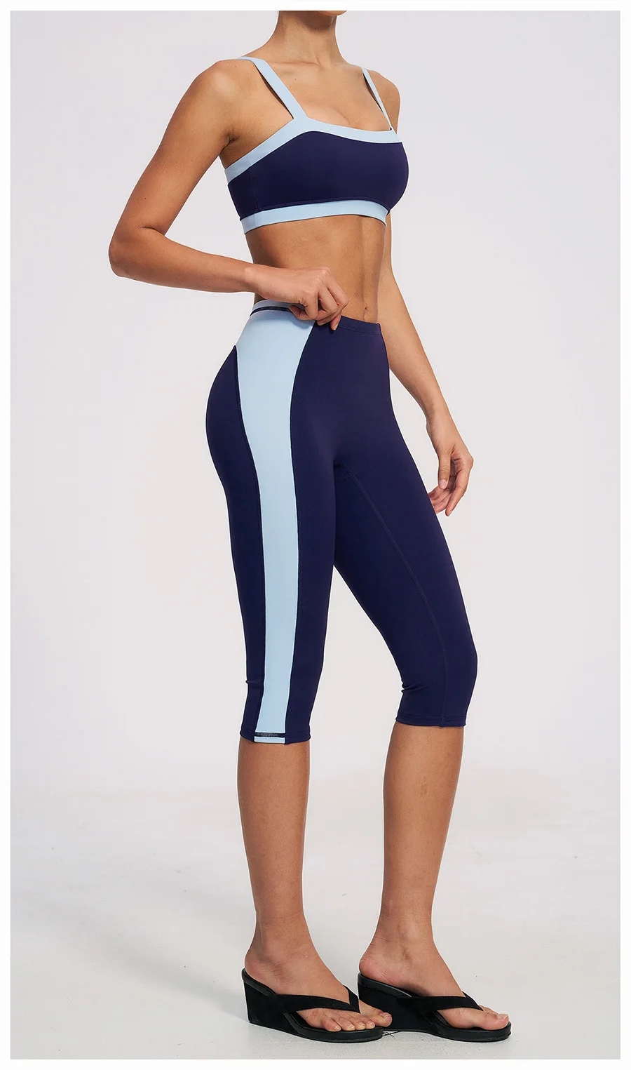 Yoga-Set 2-teilig Workout-Outfit Damen Trainingsanzüge Fitness-Weste Kurze Sporthose Ärmellose Capri-Hose Sportbekleidung Sport-BH Kleidung – Detail 10