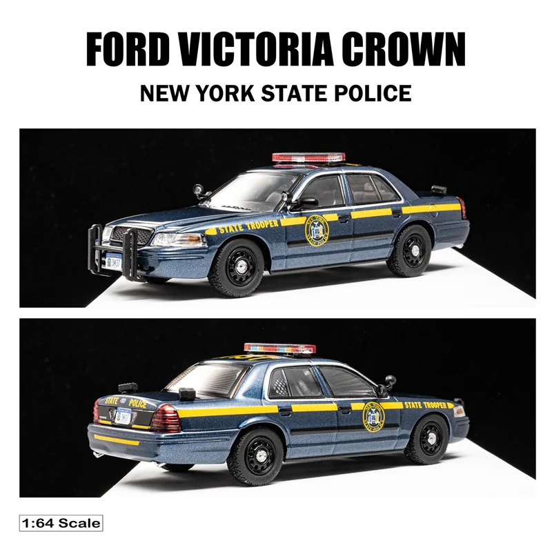 Rollin 1/64 FORD VICTORIA CROWN NEW YORK STATE POLICE aleación de juguete vehículo de Motor Diecast Metal modelo regalos