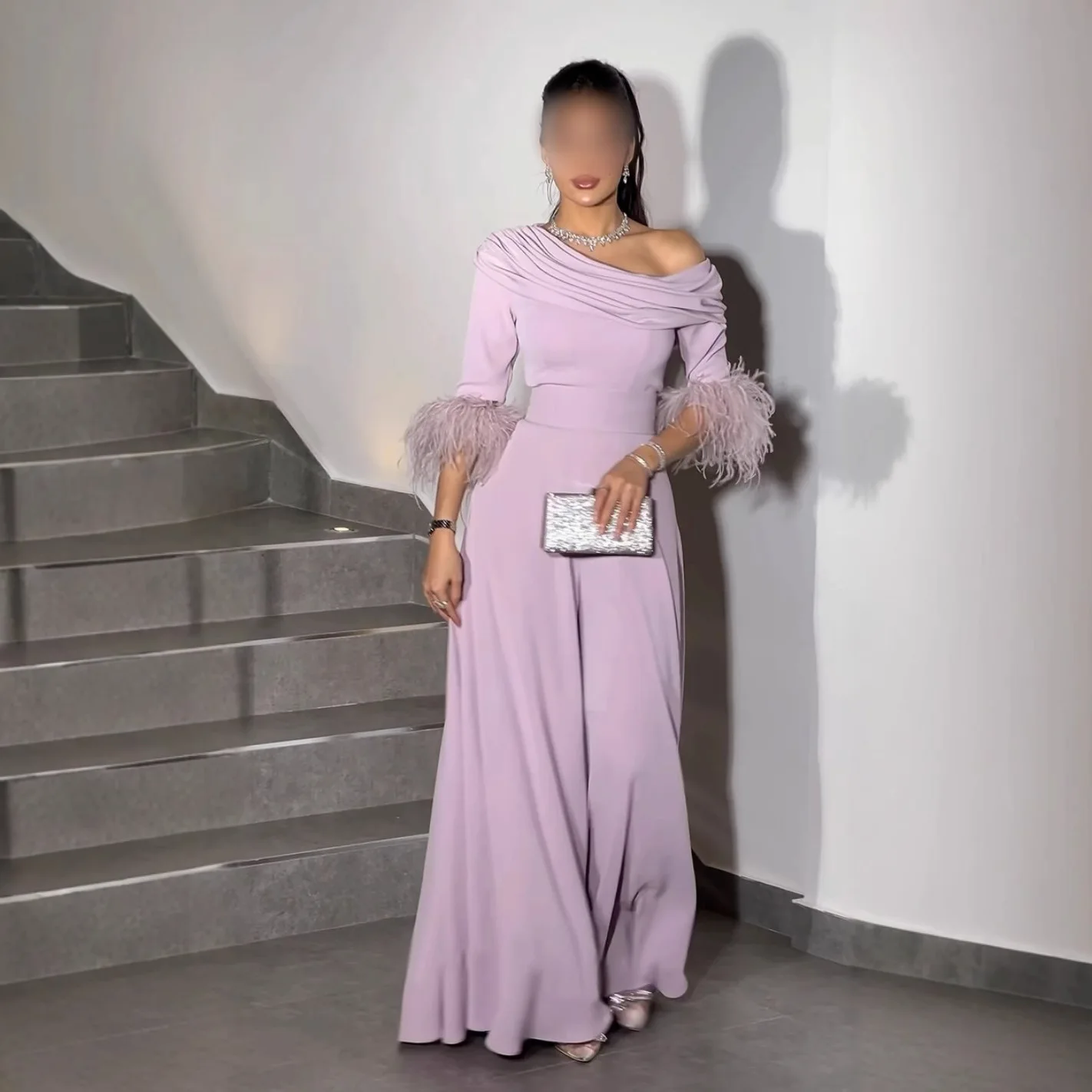 

2024 Autumn/Winter New Feather Splicing Sexy Fashion Loose jumpsuit