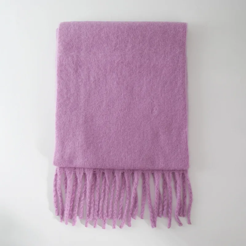 Bufanda gruesa de Color liso para Mujer, chal cálido de Pashmina con borla larga, Hijab, Bufanda de invierno, C08