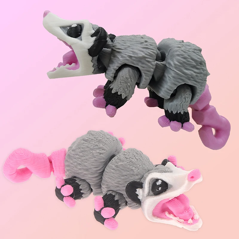 1pc Opossum Articulated 3D Printed Fidget Figurine Sensory Desk Companion For Stress Relief & Focus Gifts
