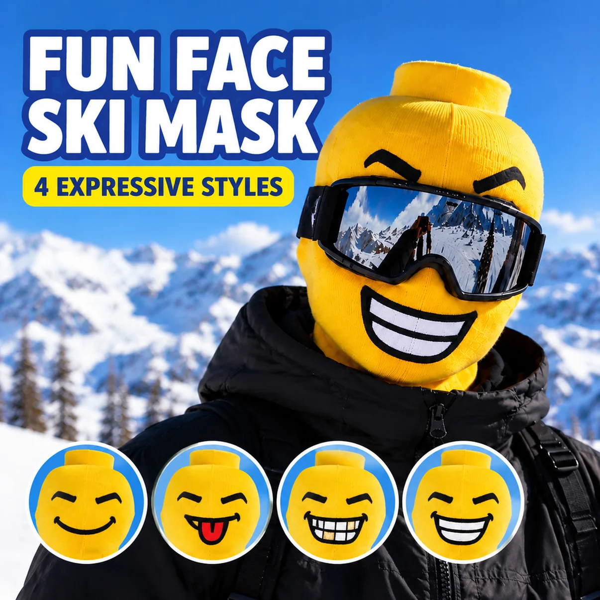 Funny Knit Ski Mask Food Print Balaclava Yellow Man Funny Design Windproof Stretch Outdoor Cycling Skiing Snowboard Face Cover
