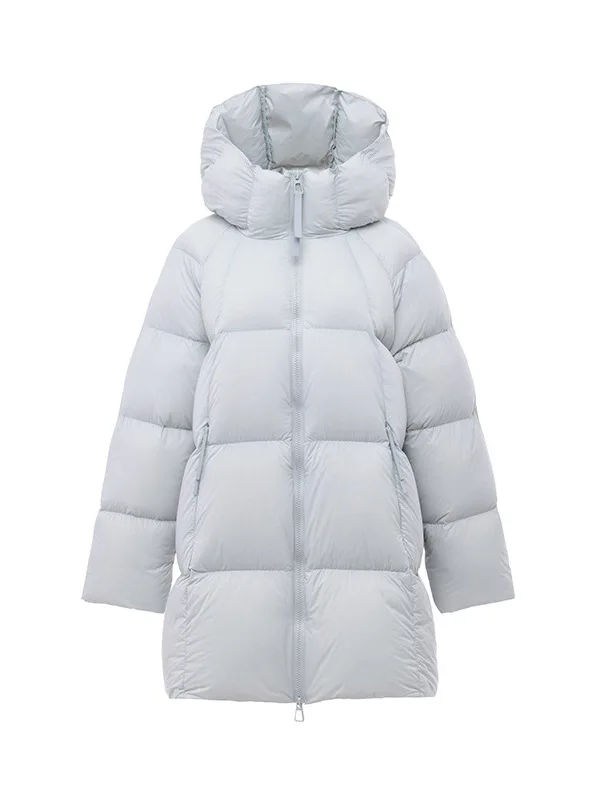 Women's Mid-Length Hooded down Cotton Jacket Thick Winter Coat Long Sleeve Zipper Closure  Color Loose Fit Fashionable