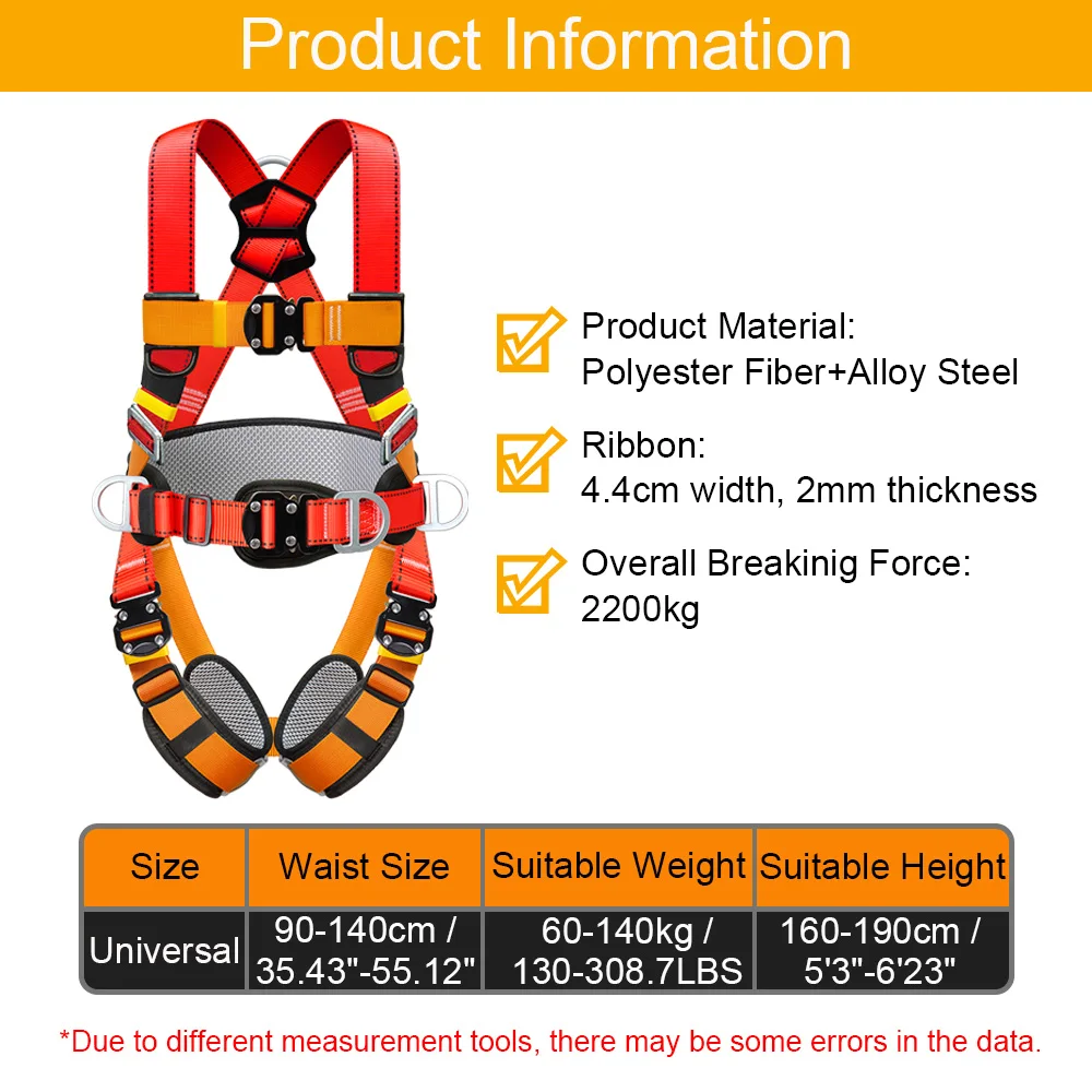 High Altitude Work Safety Harness and Rope Full Body 5-point Safety Belt Outdoor Training Work Construction Protective Equipment