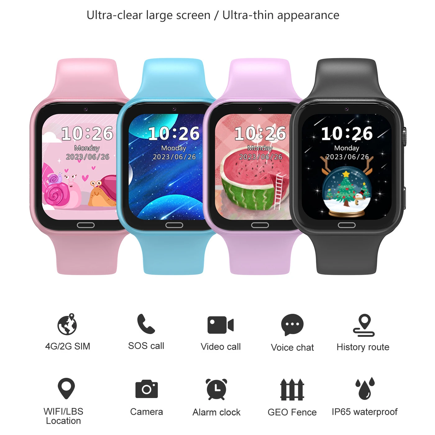 Student Phone Watch Video Call LBS Positioning Electronic Fence Card WIFI Alarm Clock Waterproof Sports 4G Smartwatch for Kids