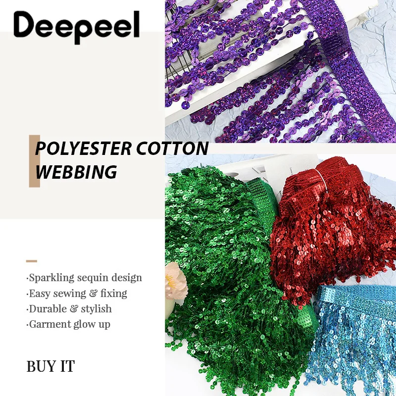 

2/4/9M 16cm Sequins Fringe Tassels for Curtain Latin Dress Lace Trim Christmas Home Decoration Tassel Fringes Sewing Accessories