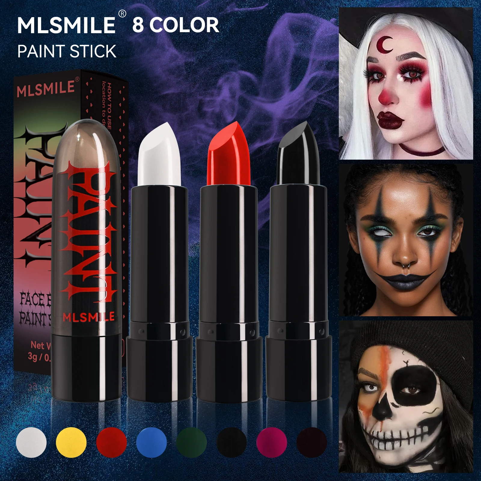 MLSMILE muti-color Matte Soft Mist Halloween Vampire Lipstick Natural three-dimensional easy Color improve skin tone Face Paint