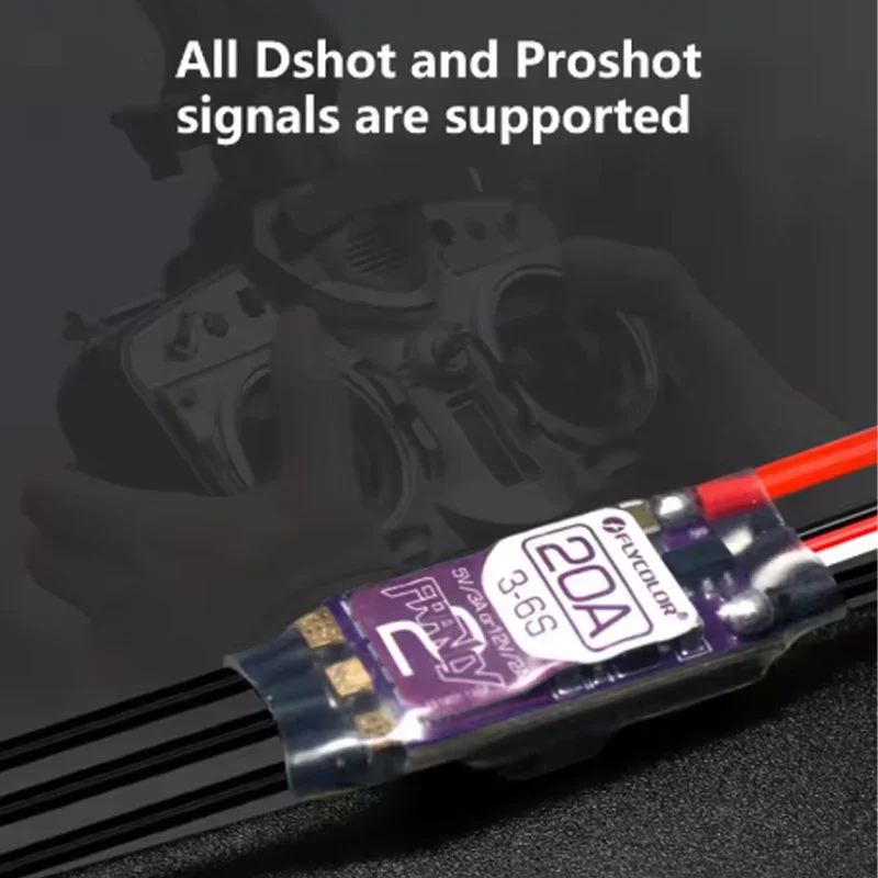 FLYCOLOR Francy 2 Бесщеточный ESC 20A 30A 40A 50A BLHELI-32 Dshot Высокопроизводительный MCU 5 В/3 А 12 В/2 А BEC Регулируемый для радиоуправляемого самолета