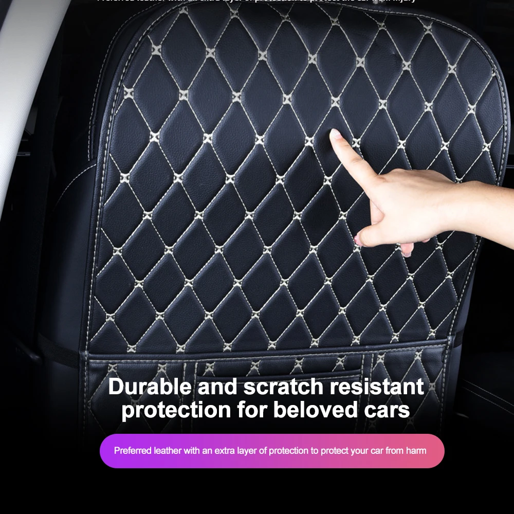 หนัง PU รถ Anti-KICK Mats Scratch & สวมใส่ Auto Seat Back Protector ฝาครอบเด็กแถวหลัง anti-สกปรก Pad