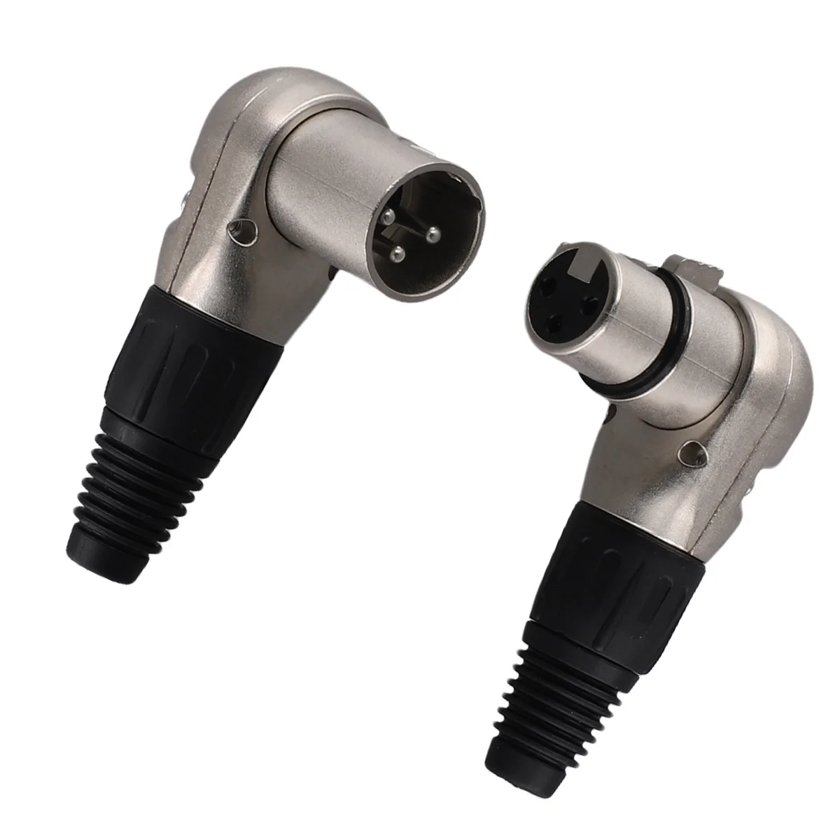 1Pair 3 Pin XLR Male Female Jack Connector Mic Cable Right Angle 90 Degree Audio Wire Connector for Speaker Systems