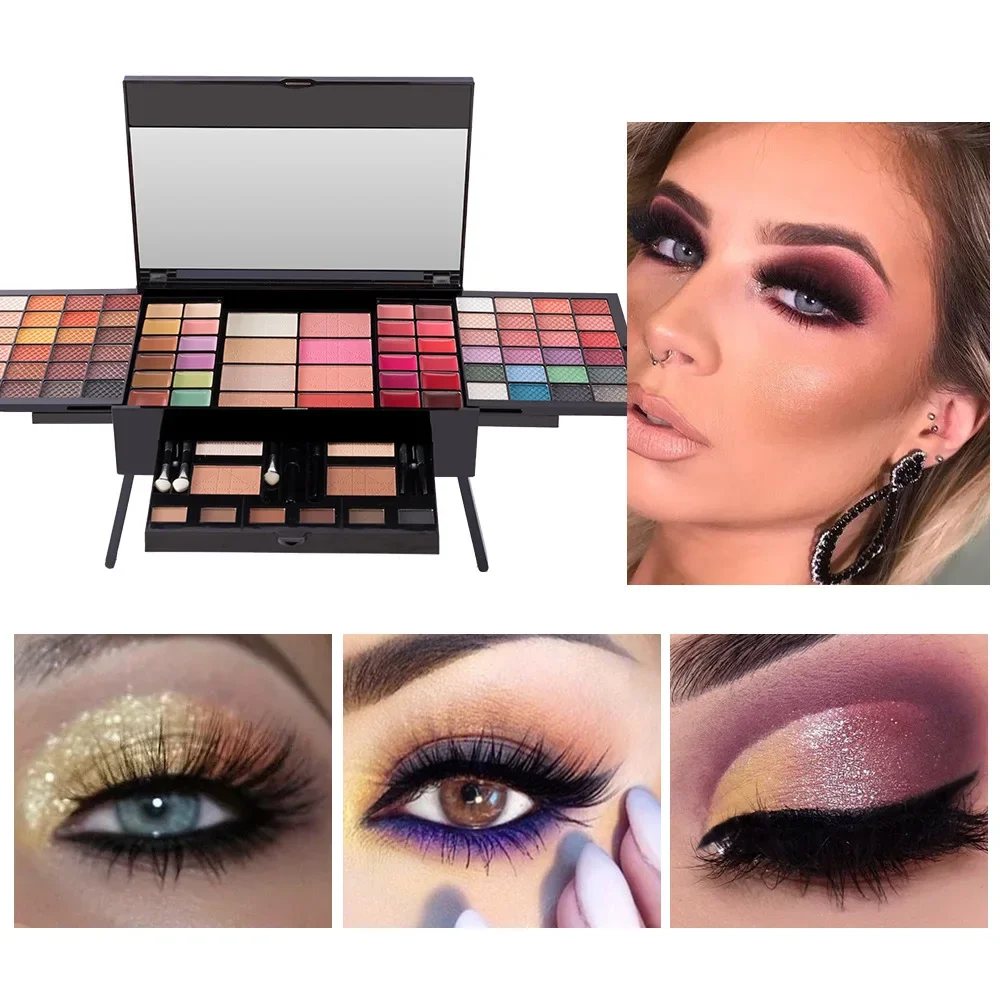 MISS ROSE Make-up-Set, professionelles Komplettset, 90-Farben-Lidschatten-Palette, Puder, Lippenstift, Pinsel, Foundation, Kosmetik, Geschenke, Damen