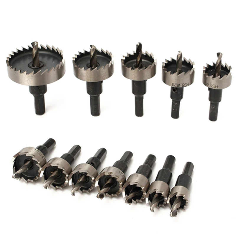 Alloy Hole Saw Set 12-Piece Set Of High-Speed Steel Hole Drill Bits(15/16/18/20/21/22/25/26/28/30/35/50)Mm