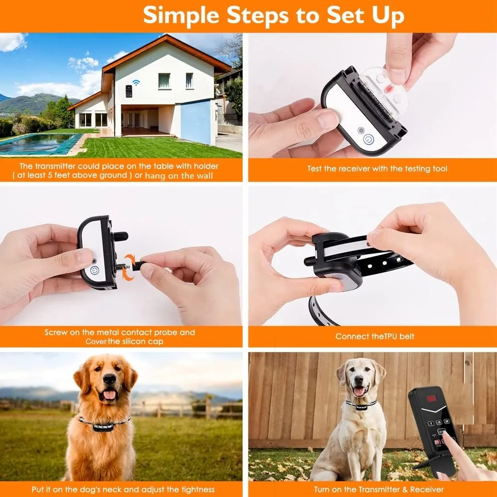 

Perimeter Wireless Dog Boundary Pet Containme,Wireless Dog Fence, Electric Fence System,Remote Dog Shock Training Collar 2 in 1