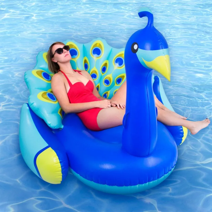 

Vinyl Giant Inflatable Peacock with Backrest Pool Float, Multicolor