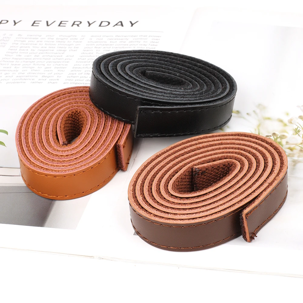 120cm Cowhide Webbing Tapes Leather Strip for Accessories Belt Handle DIY Chokers Necklace Bracelet Making Black Brown Coffee