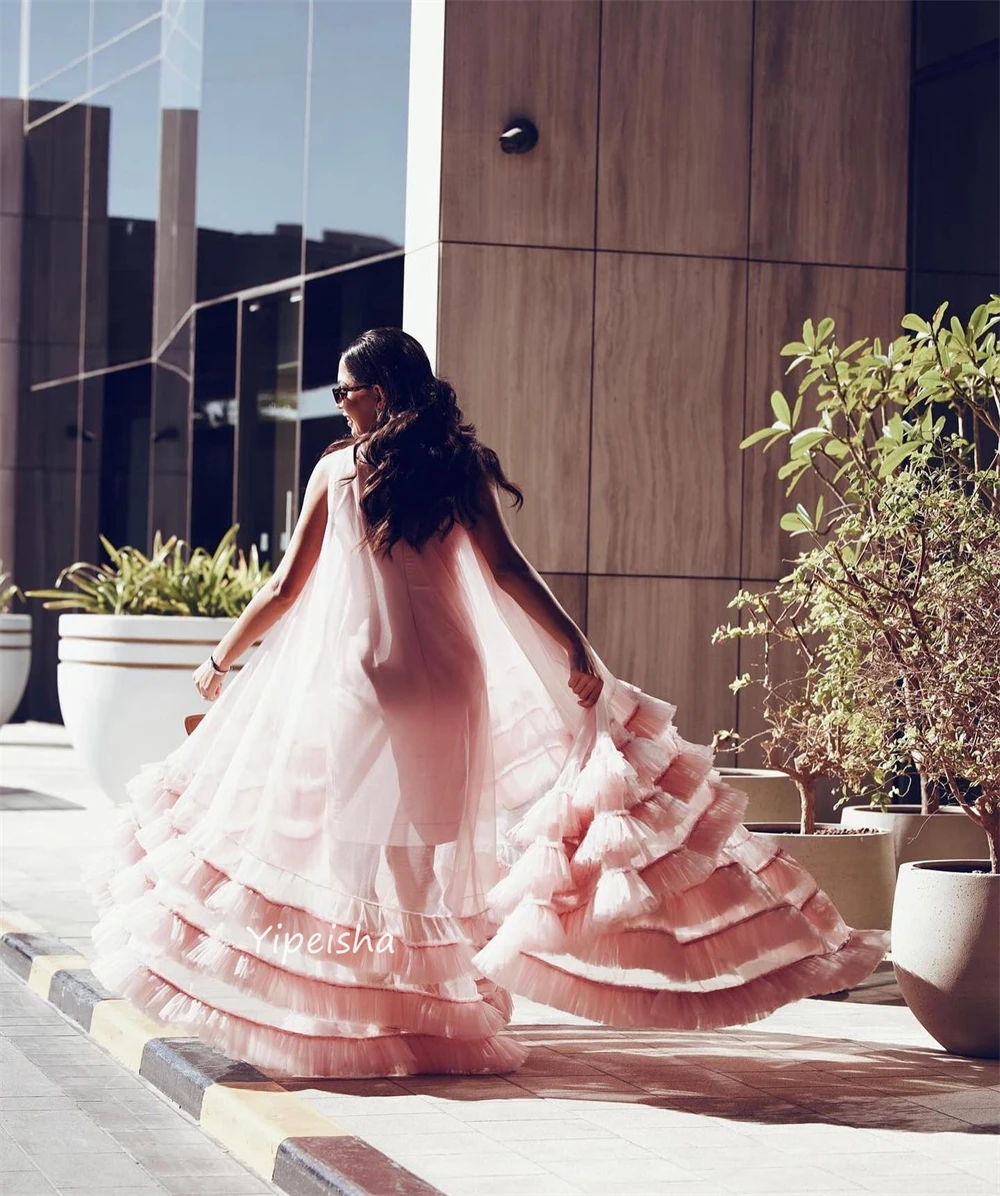 Vestido de noche Formal con cuello redondo, traje de tul hasta el suelo, a medida, estilo moderno