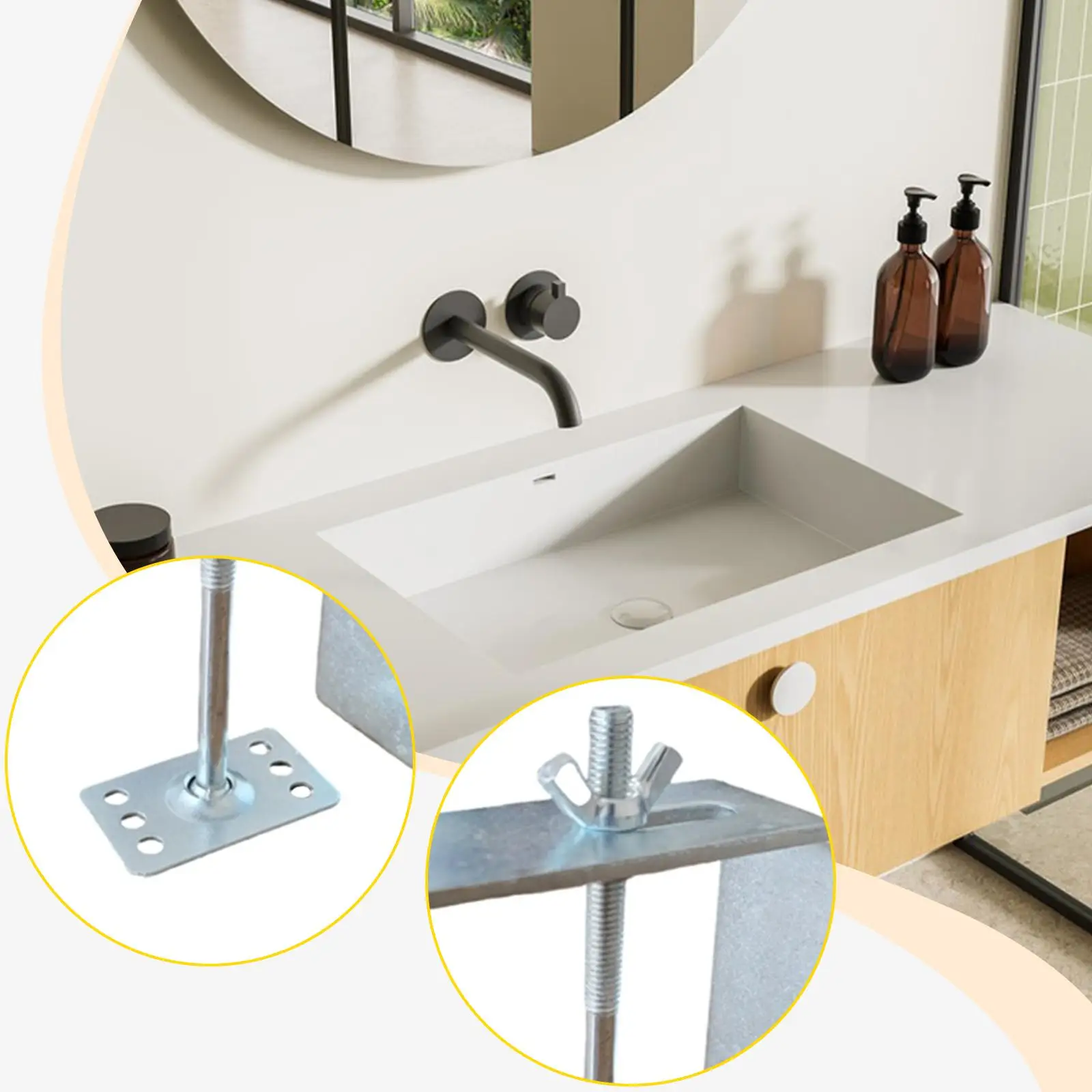 

4Pcs Undermount Stone Basin Fixing Clips Heavy Duty for Secure DIY Installation Iron Material 6 Hole 72T Anti Falling Accessory