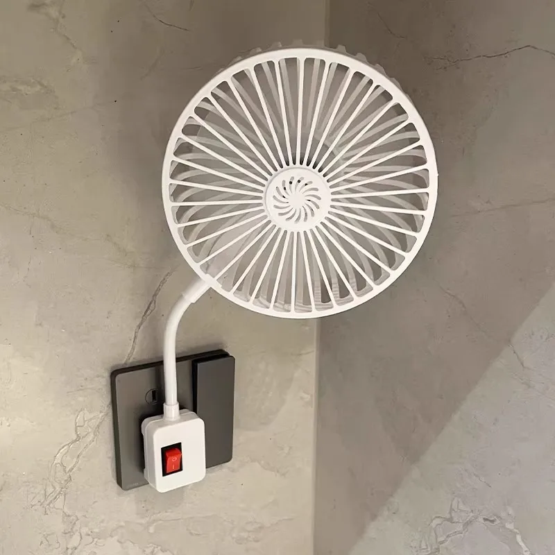 

3-Prong Plug Design Socket Fan Cooling 360 Degree Adjustable Energy Efficient Fan USB-Powered Wall-Mounted Quiet Operation Fan