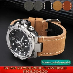 Vintage Cowhide Leather Watchband For G-SHOCK Casio GST-W120L/W130L//S120/S100/S110 MTG-B1000 G1000 Watch Strap Men's Bracelet